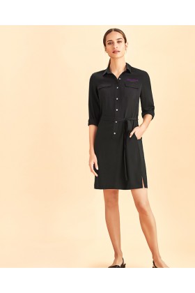 Chloe Georgette Shirt Dress (Black)