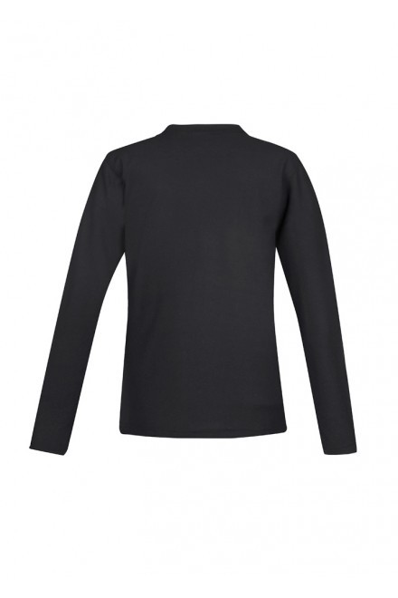 Long Sleeve Crew Pique Polo Top (Charcoal)