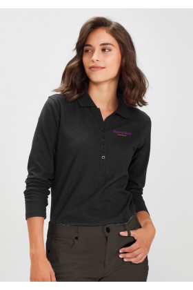 Long Sleeve Crew Pique Polo Top (Black)