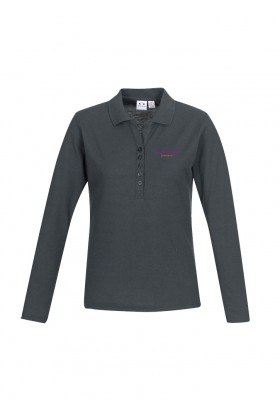 Long Sleeve Crew Pique Polo Top (Charcoal)