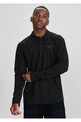 Long Sleeve Crew Pique Polo Top (Black)