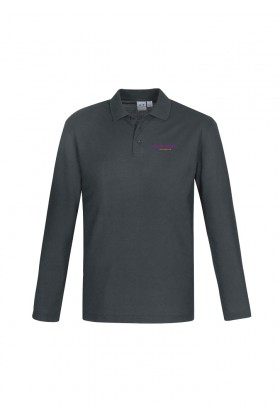 Long Sleeve Crew Pique Polo Top (Charcoal)